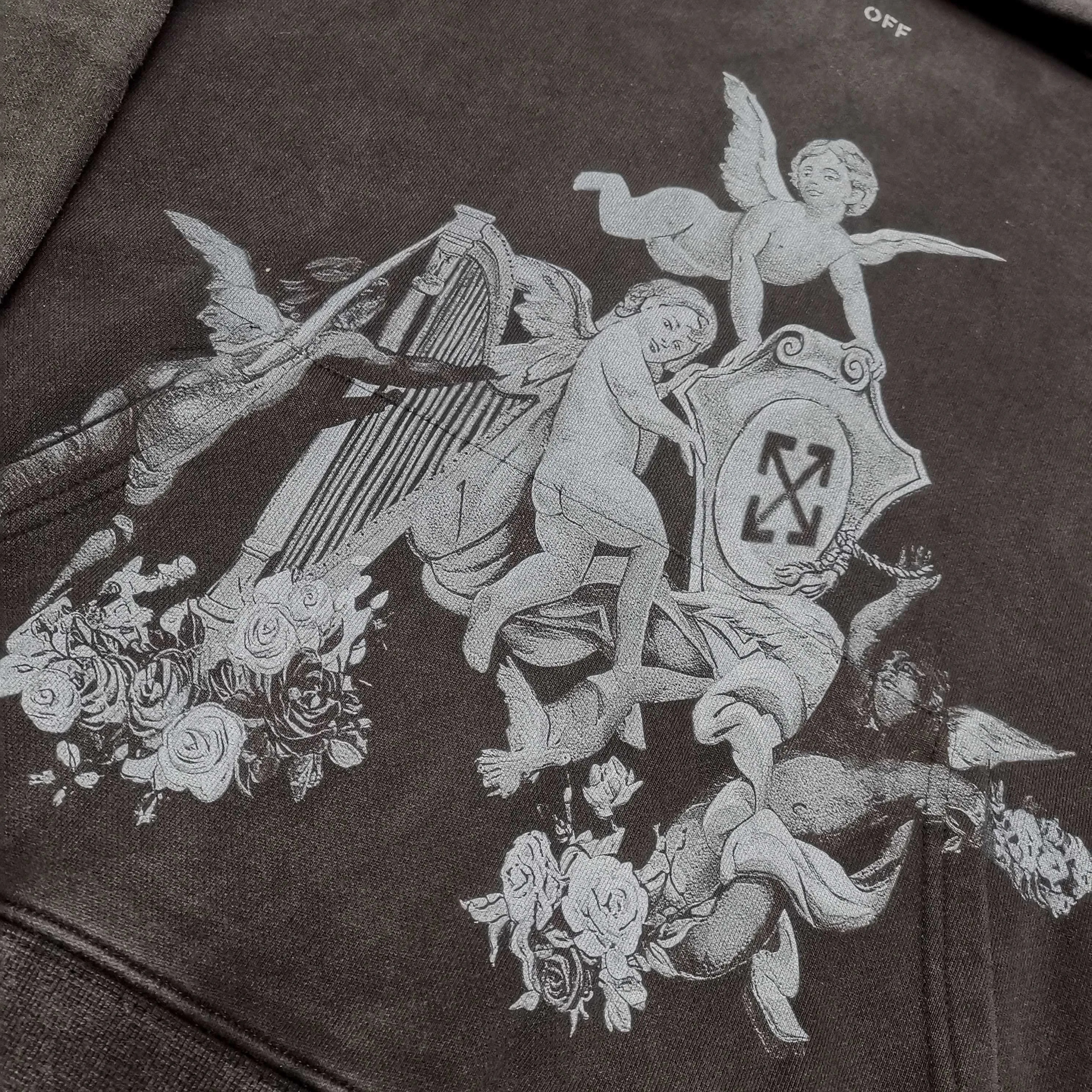 off white 25ss religious portrait oil painting 460g washed hooded sweatshirt Color: washed black Size: S M L XL P410